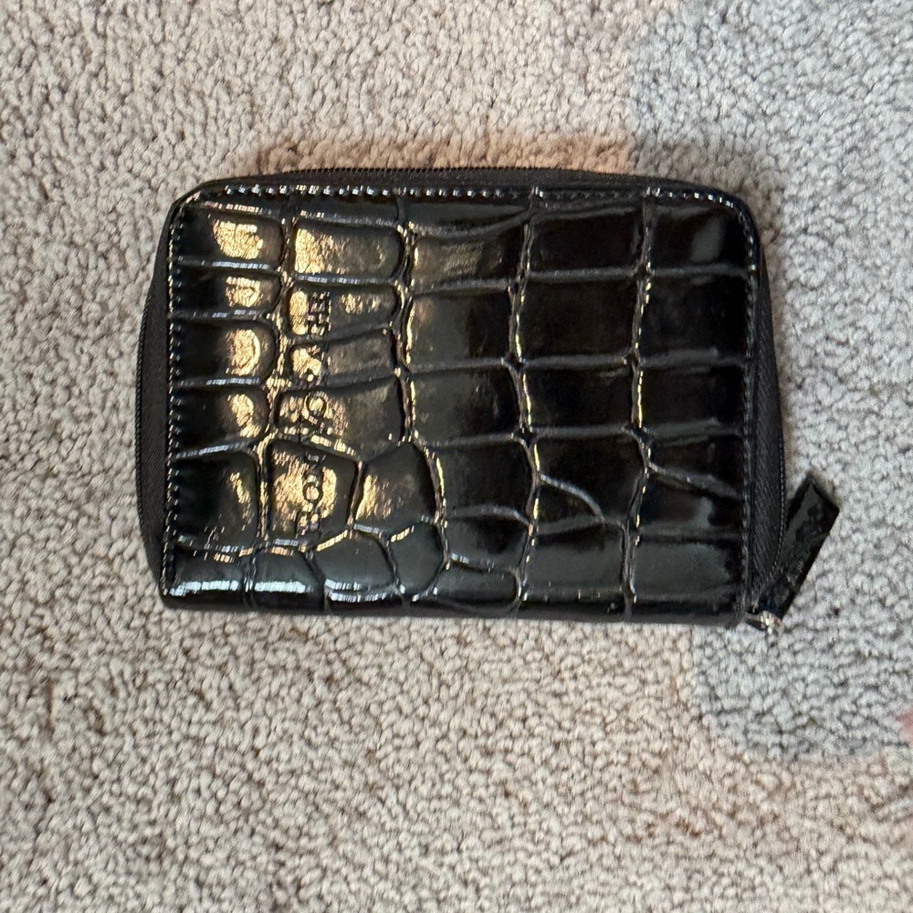 The Limited Glossy Black Croc-Embossed Wallet